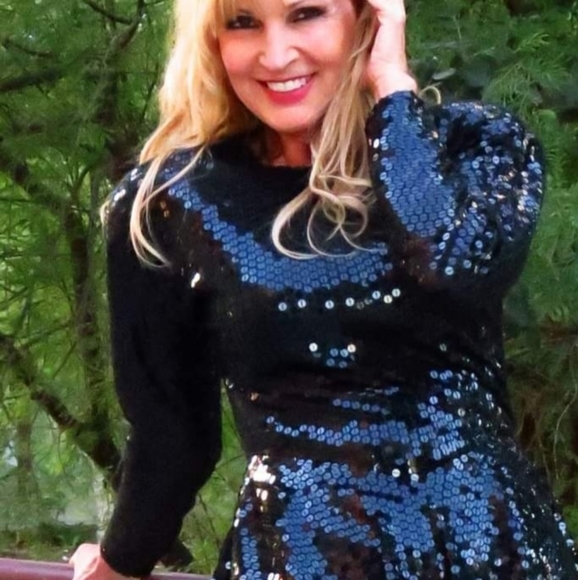 Vintage I. Magnin Black Sequin Evening Dress - Picture 4 of 12